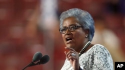 Donna Brazile, interim chairwoman of the Democratic National Convention, addresses the crowd.