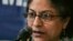 FILE - Human Rights Commission of Pakistan chairwoman, Asma Jahangir, speaks during a news conference in Islamabad, Jan. 25, 2007.