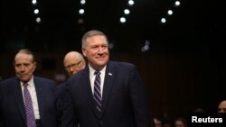 마이크 폼페오 미국 중앙정보국(CIA) 국장 내정자가 12일 상원 정보위 인준청문회에 참석했다.