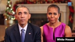 오바마 대통령과 부인 미셸 오바마 여사의 2014 성탄절 모습(자료사진) Thursday, December 25, 2014