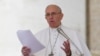 FILE - Pope Francis addresses the crowd during the Regina Coeli prayer at St. Peter's square at the Vatican, April 30, 2017.