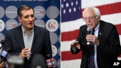 راست - برنی سندرز دموکرات، چپ - تدکروز جمهوریخواه