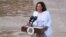 U.S. Vice President Kamala Harris delivers remarks after touring the Cape Coast slave castle during her week-long trip to Ghana, Tanzania and Zambia, in Cape Coast, Ghana March 28, 2023. 