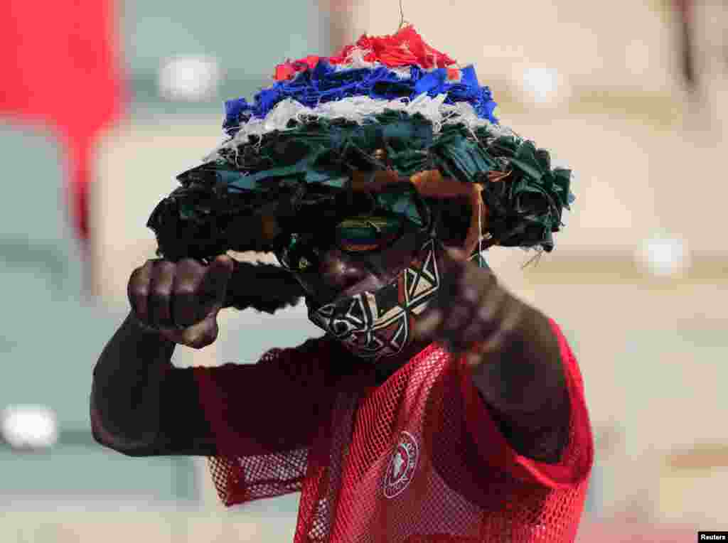 Gambia fan before the match against Cameroon, Jan. 29, 2022.