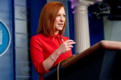 White House press secretary Jen Psaki speaks during a press briefing at the White House, March 18, 2021, in Washington.