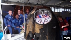 曾同国际太空站对接的俄罗斯联盟号飞船（美国之音白桦拍摄）