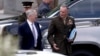 Defense Secretary Jim Mattis, left, and Joint Chiefs Chairman Gen. Joseph Dunford talk as they walk away from a briefing of U.S. lawmakers on the situation on the Korean Peninsula, at the Eisenhower Executive Office Building at the White House complex in Washington, April 26, 2017.