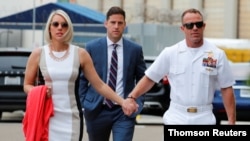 U.S. Navy SEAL Special Operations Chief Edward Gallagher arrives at court for the start of his court-martial trial at Naval Base San Diego in San Diego, June 18, 2019.