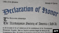 City of New York, Queens Borough President Helen M.Marshall declare May 28th, 2011 as "Azerbaijani Republic Day" in Queens.