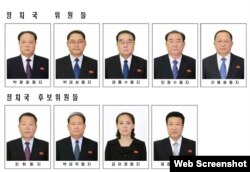 북한이 7일 노동당 제7기 2차 전원회의에서 발표한 정치국 위원과 후보위원 명단을 노동신문 3면에 게재했다.