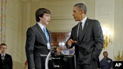President Barack Obama during the White House Science Fair, Feb 7, 2012.
