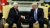 FILE - President Donald Trump shakes hands with with Palestinian leader Mahmoud Abbas during their meeting in the Oval Office of the White House, May 3, 2017, in Washington. 