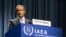 라파엘 그로시 국제원자력기구(IAEA) 사무총장이 20일 오스트리아 빈의 IAEA 본부에서 열린 연례 총회에서 발언하고 있다.