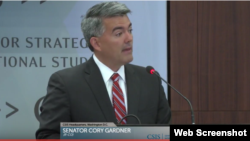 加德纳参议员在战略与国际研究中心发表讲话，谈美国在亚洲的领导权。（战略与国际研究中心视频截图，2017年7月18日）