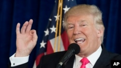 Republican presidential candidate Donald Trump speaks during a news conference at Trump National Doral, July 27, 2016, in Tampa, Fla.