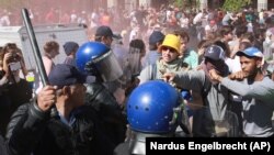 Manifestation d'étudiants au Cap, Afrique du Sud.