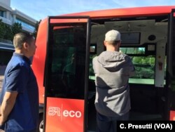 Clint Dupin waited months to board the driverless shuttle, taking photos before even going inside.