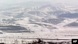 朝鲜和韩国边界附近的朝鲜哨所