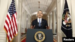 U.S. President Barack Obama makes a statement in the East Room of the White House in Washington about the Supreme Court's decision on his Administration's health care law, June 28, 2012. 
