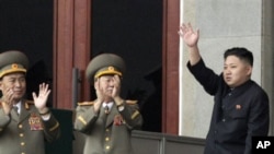 朝鲜新领导人金正恩在纪念金日成冥诞100周年时讲话