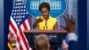 White House deputy press secretary Karine Jean-Pierre speaks during a press briefing at the White House, May 26, 2021.
