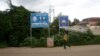 Banners of Cambodia People’s Party (CPP) and Cambodia National Rescue Party (CNRP) are seen in Rorka Thom Commune, Kampong Speu province, Cambodia, June 1, 2017. (Sun Narin/VOA Khmer)