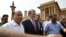 U.S. Defense Secretary Leon Panetta, second left, walks with Indian Defense Minister A.K. Antony, left, to the defense minister's office, in New Delhi, India, Wednesday, June 6, 2012. 