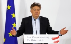 Head of Austria's Green Party Werner Kogler delivers a statement in Vienna, Austria, Jan. 2, 2020.