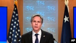 美国国务卿布林肯3月30日在国务院对记者发表讲话。