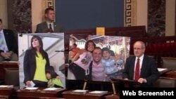 سناتور جیم ریش در جلسه سنا برای رای گیری درباره طرح لزوم آزادی شهروندان آمریکایی زندانی در ایران