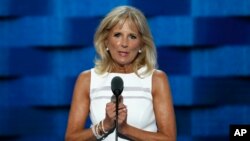 Second lady Dr. Jill Biden introduces her husband