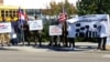 More than 120 protesters gathered in front of the U.S. Immigration and Customs Enforcement Office to petition to allow eight Cambodian American who are facing deportation to stay with their families in Minnesota, Monday, September 26, 2016. (Courtesy of IKARE) 