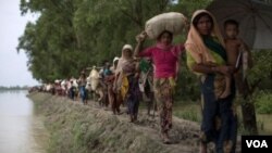 Les Rohingyas fuyant leur pays.