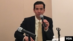 资料照片：美国国际共和研究所(IRI)总裁特温宁 (美国之音钟辰芳拍摄)