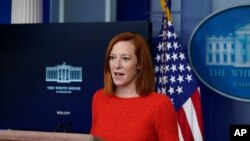 جن ساکی، سخنگوی کاخ سفید در جریان جلسه مطبوعاتی روز جمعه