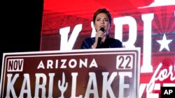 Kari Lake, Republican candidate for Arizona governor, speaks at her election night party, Aug. 2, 2022, in Scottsdale, Arizona.