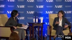 美国贸易代表戴琪2022年10月11日在全美商业经济协会(NABE)在芝加哥举行年会期间参加有关的对话。（视频截图）