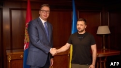Predsjednik Srbije Aleksandar Vučić sa predsjednikom Ukrajine Volodimirom Zelenskim u Vili Maximos u Atini, Grčka, 21. avgusta 2023.