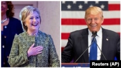 民主党总统候选人希拉里·克林顿（左）和共和党总统候选人唐纳德·川普以领先势头进入超级星期二