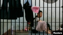 태국 경찰청에서 제3국 입국을 위해 대기하고 있는 탈북 난민. (자료사진)