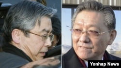 14일 몽골의 울란바토르에 각각 도착한 일본 외무성의 스기야마 신스케(왼쪽) 아시아대양주 국장과 북한의 송일호 북일 교섭 담당대사.