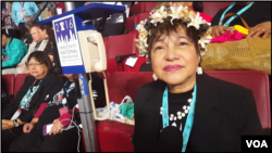 Judith Won Pat, Guam delegate at the Democratic National Convention in Philadelphia, Pennsylvania, July 27, 2016. (Photo: Bill Gallo / VOA )