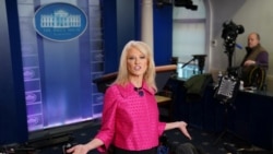 总统顾问康韦对白宫记者们讲话。(2020年1月6日)