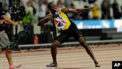 L'athlète Usain Bolt après avoir fini les 100 mètres au championnat du monde d'athlétisme à Londres, le 5 août 2017.