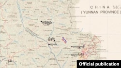 လောက်ကိုင်ဒေသ တိုက်ပွဲဖြစ်ပွားရာပြမြေပုံ။ (ဓာတ်ပုံ- ပြန်ကြားရေးဝန်ကြီးဌာန)