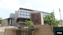 进入施工尾声的美国在台协会驻台北办事处新馆。（美国之音杨明拍摄）