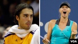 Pebasket Los Angeles Lakers asal Slovenia Sasha Vujacic dan bintang tenis Rusia Maria Sharapova bertunangan awal pekan ini.