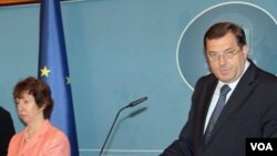 Catherine Ashton i Milorad Dodik na konferenciji za novinare