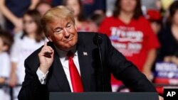 도널드 트럼프 미국 대통령이 지난달 29일 웨스터버지니아주 윌링에서 열린 중간선거 지원유세에서 김정은 북한 국무위원장의 친서를 언급하며 "그와 사랑에 빠졌다"고 말해 논란이 됐다.