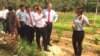 U.S. Ambassador to Cambodia William Heidt and Agriculture Minister Veng Sakhon tour a technology farm at the Royal University of Agriculture, October 18, 2017. (Hul Reaksmey/VOA Khmer) 